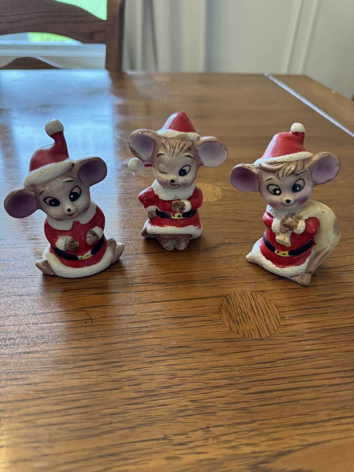 Vintage 1980s Set Of 3 Holiday Christmas Mice