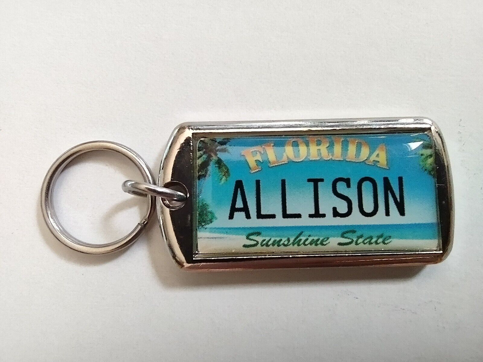 Florida Personalized Keychain Allison Sunshine State Name Dolphin 1 1/2\