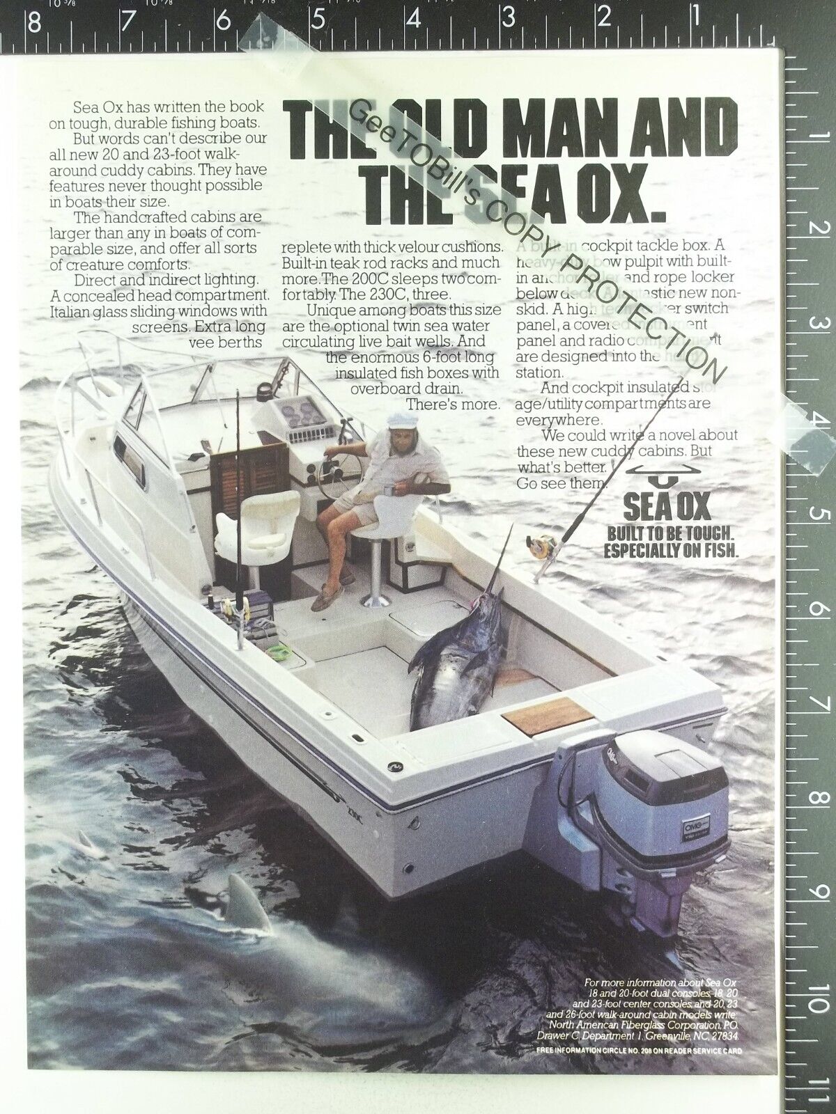 1987 ADVERTISING ADVERTISEMENT AD for Sea Ox 230C boat 1986 1988