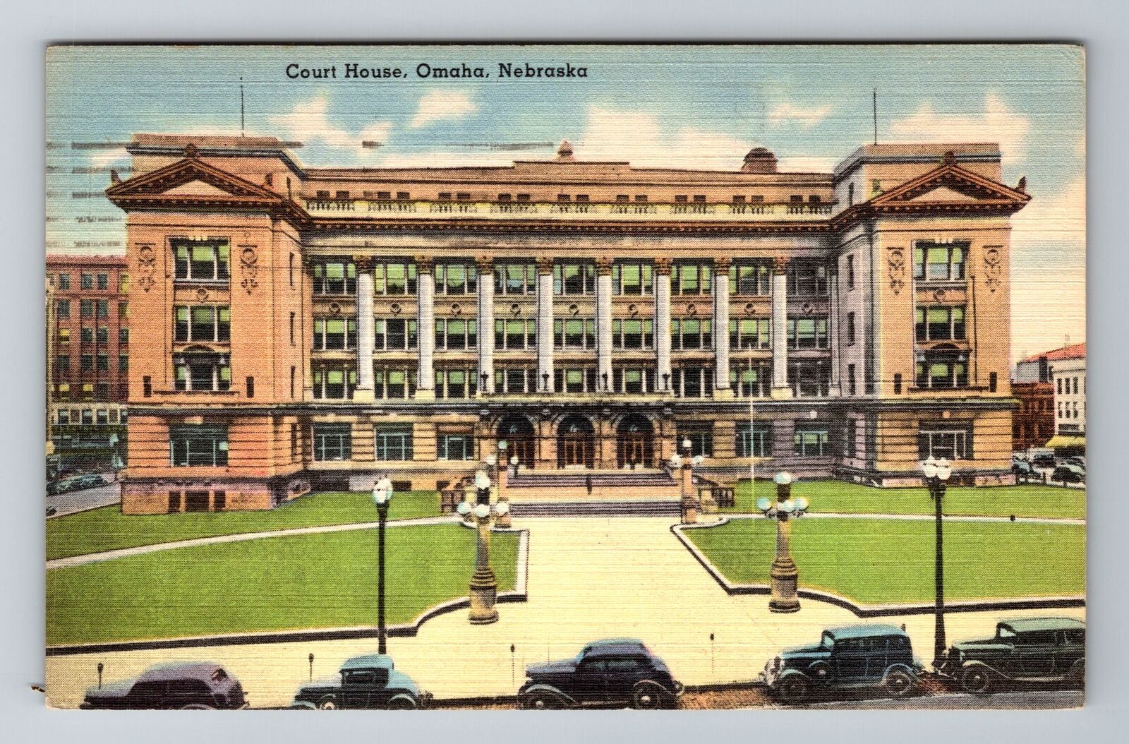 Omaha NE-Nebraska, Court House, Antique, Vintage c1954 Souvenir Postcard