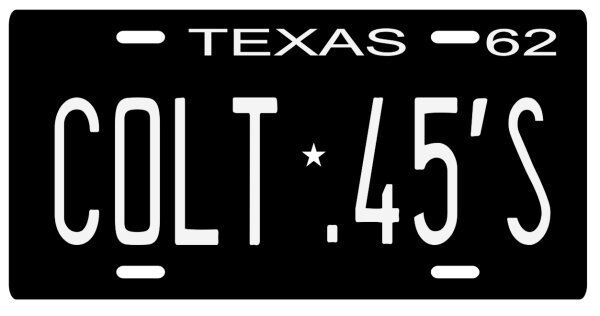 Houston Colt .45\'s now Astros Texas 1962 License plate