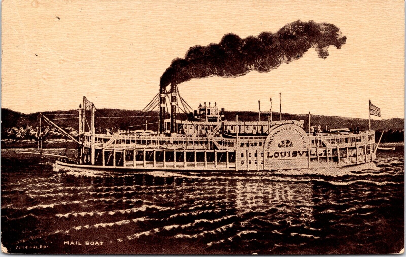 Postcard Ohio -c1909 Steamer City of Louisville Mail Boat
