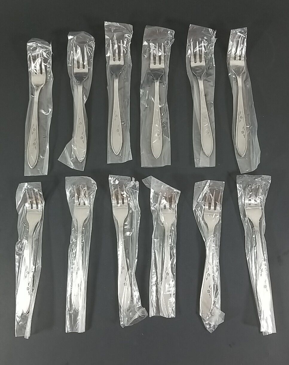 RARE Imperial Stainless FLOWER DANCE 12 Pc Flatware Forks Vintage New Old Stock