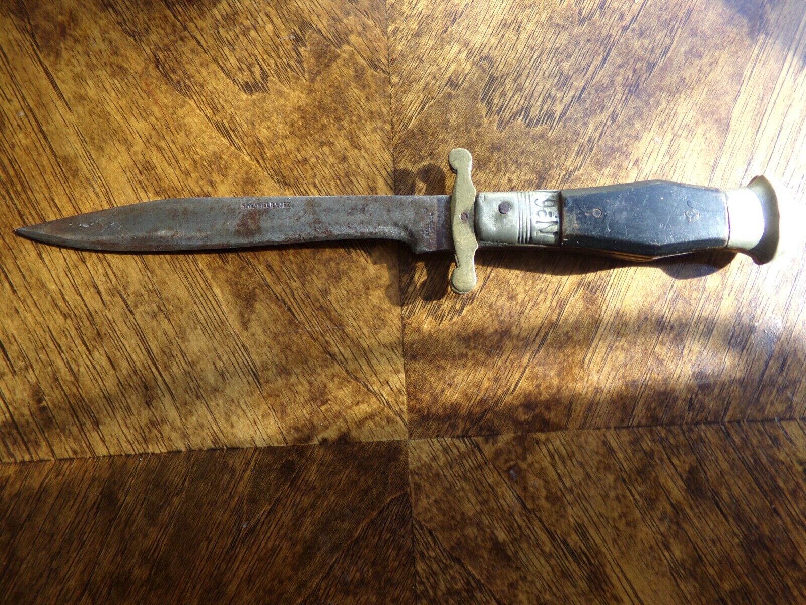 Antique Sheffield Steel No.6 Bowie Knife No Scabbard 2 Maltese Crosses