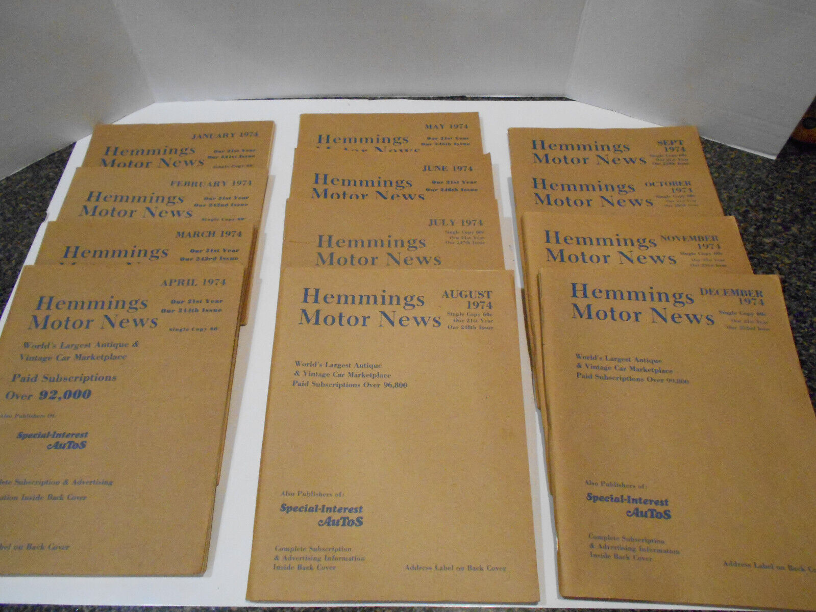 Vintage Hemmings Motor News Magazine Lot of 12 Complete Full Year 1974