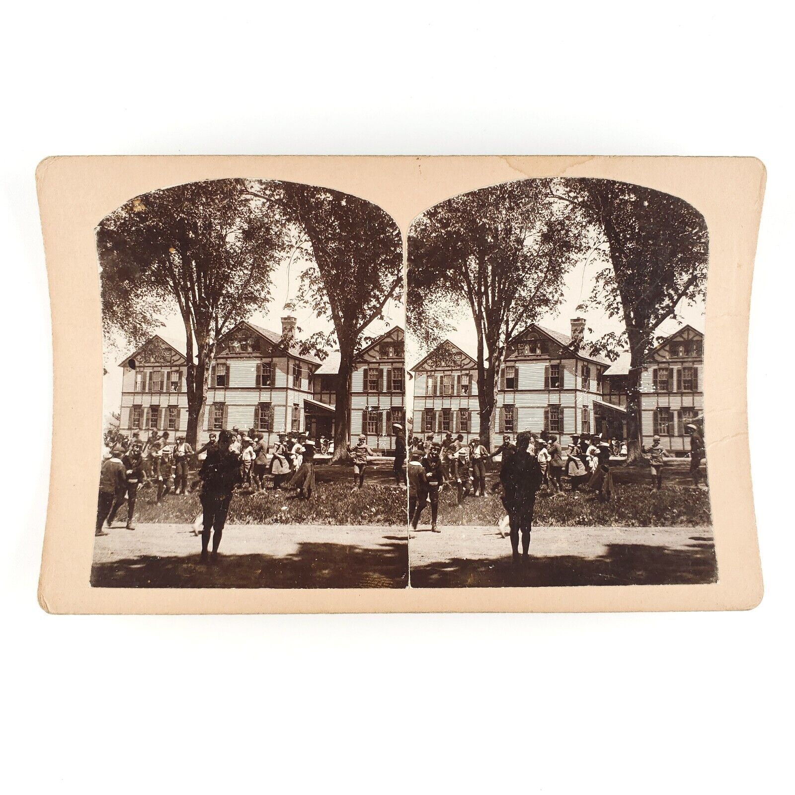 Plymouth Connecticut School Children Stereoview c1902 Antique Buildings A1908