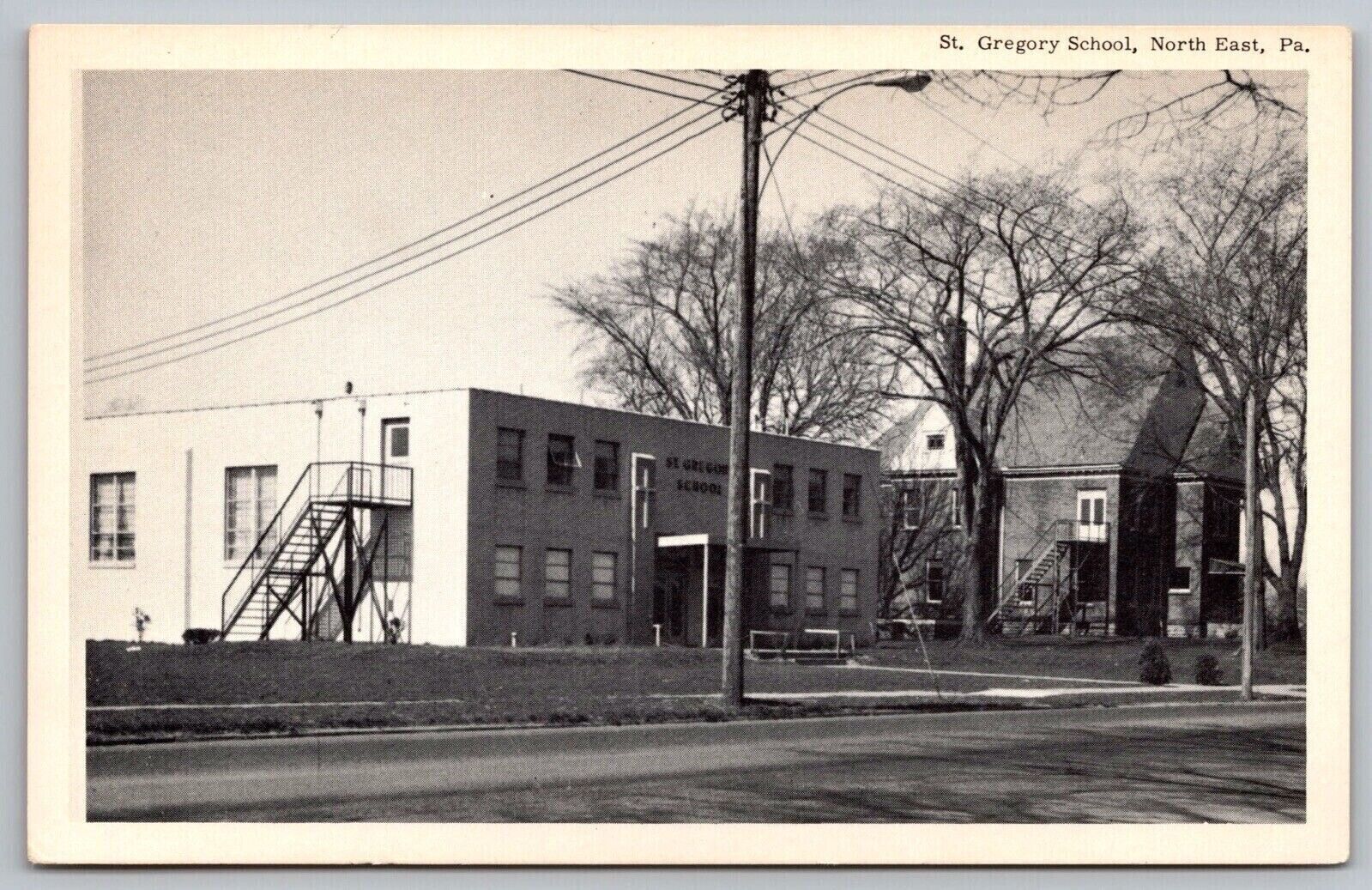 Saint Gregory School Campus North East Pennsylvania Black White Vintage Postcard