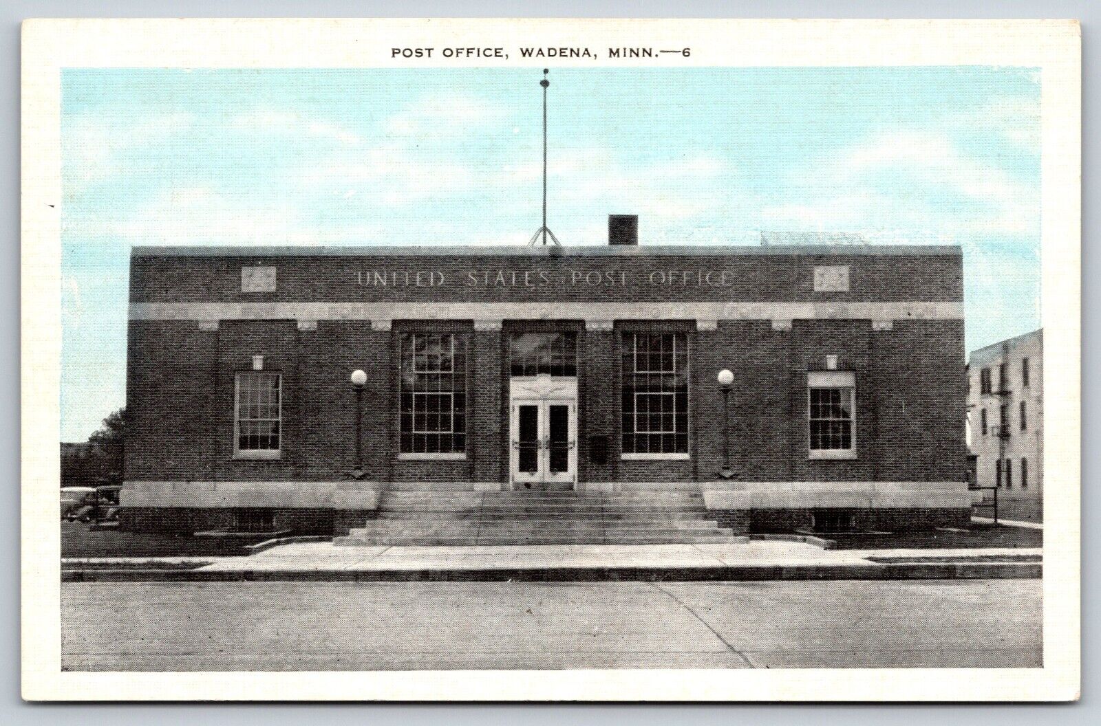 Vintage Wadena Minnesota Post Office Linen Postcard D8