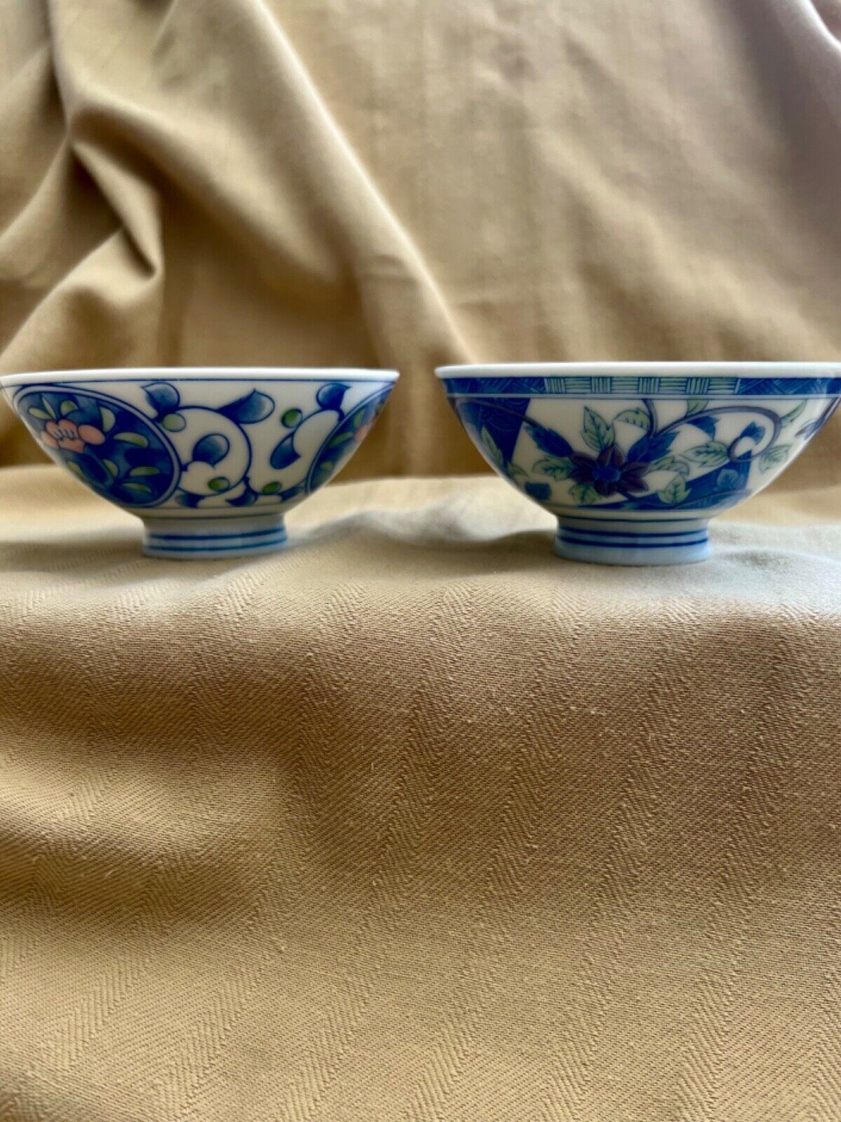 2 Vintage Rice Bowls- 2 Designs - delicate and beautiful