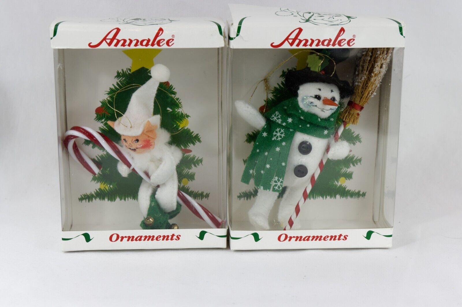 Anna Lee Felt Ornaments, Elf and Snowman, LOT OF 2