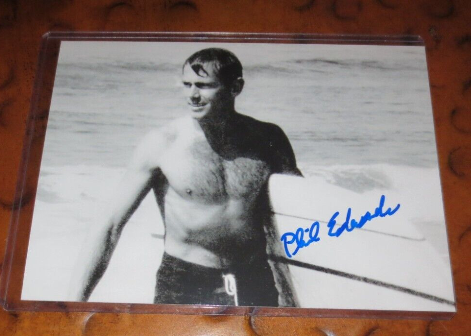Phil Edwards signed autographed photo Surfing Surfer 1st to surf Banzai Pipeline