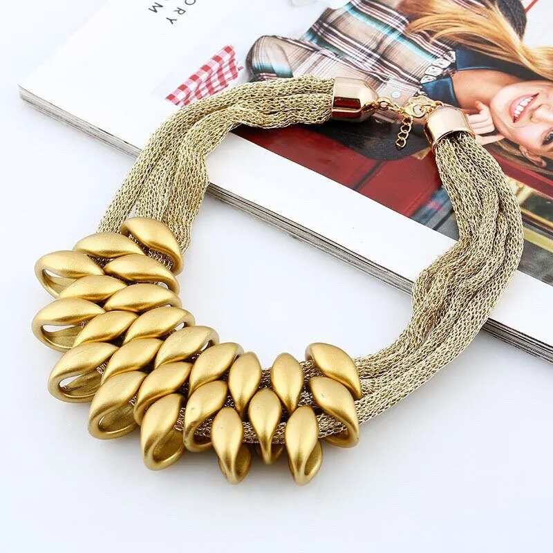 Women\'s Fashion Jewelry Gold Boho Luxury Chunky Collar Statement Necklace 1PC