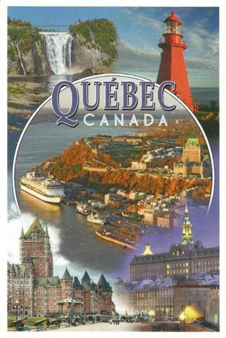 Quebec City QC Canada Waterfront Chateau Lantern Press Montage Postcard NEW