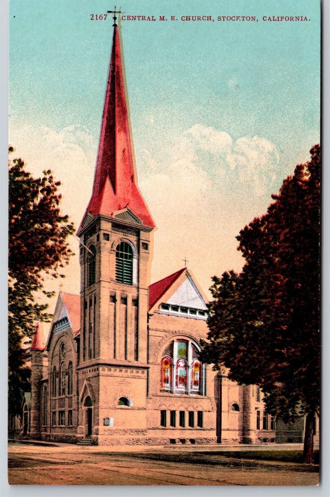 Postcard Central M.E. Church, Stockton, California T154