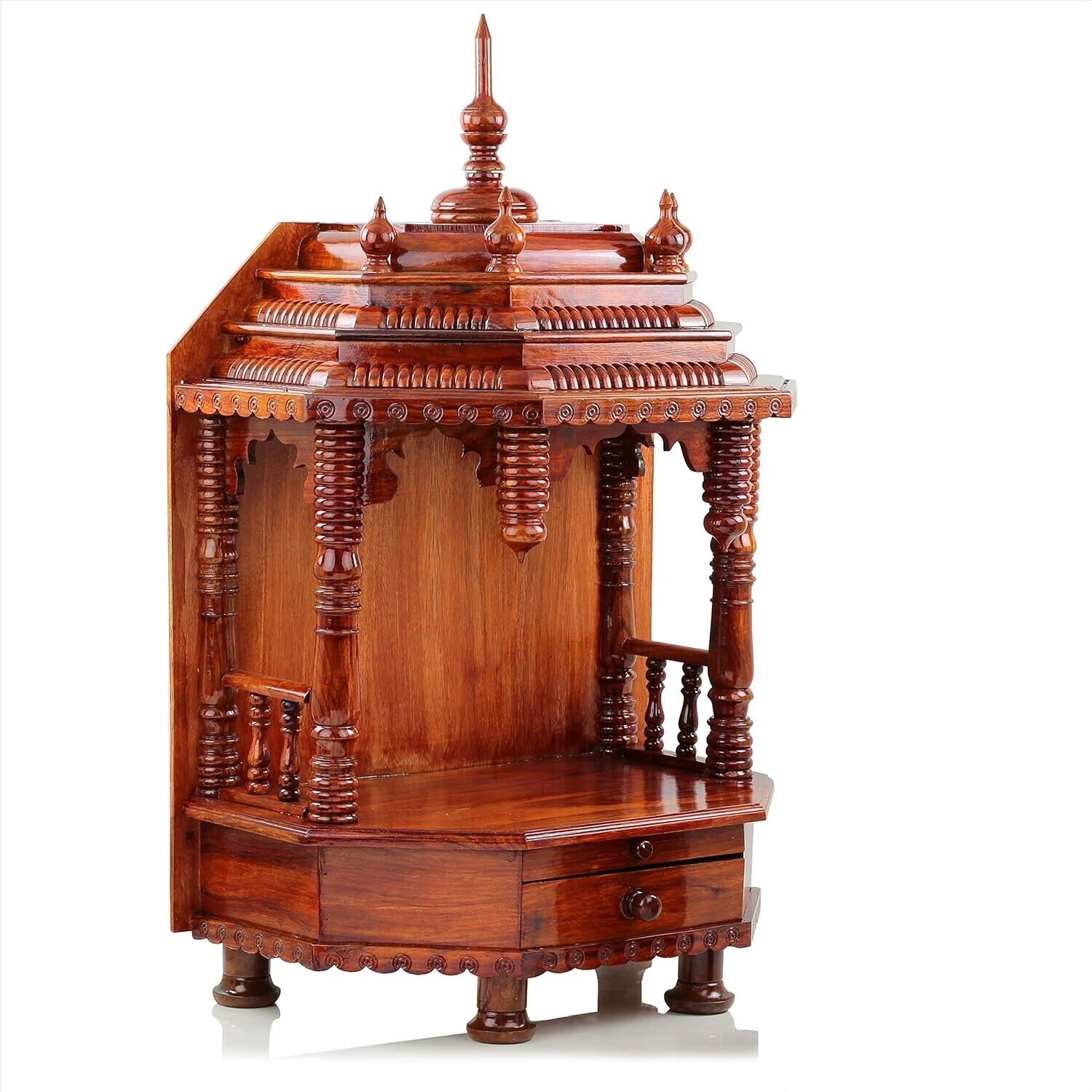 Premium Hand Made Large Rosewood Wooden Symbolic God House Indian Mandir Temple