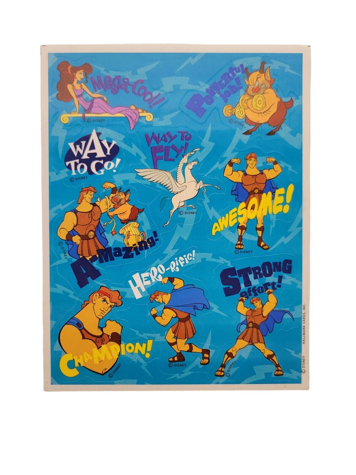 Vintage Disney Hallmark Hercules 90\'s 1 Single Sticker Sheet 9 Stickers