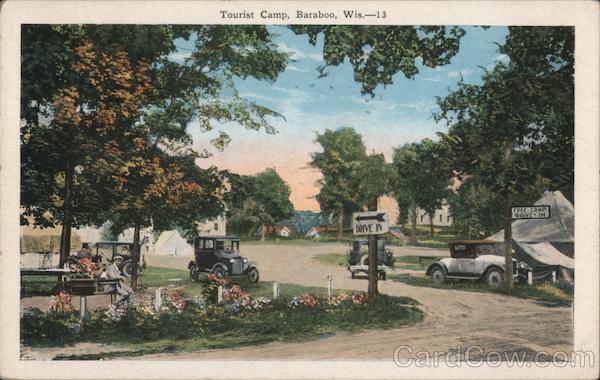 1954 Baraboo,WI Tourist Camp Sauk County Wisconsin Antique Postcard 2c stamp
