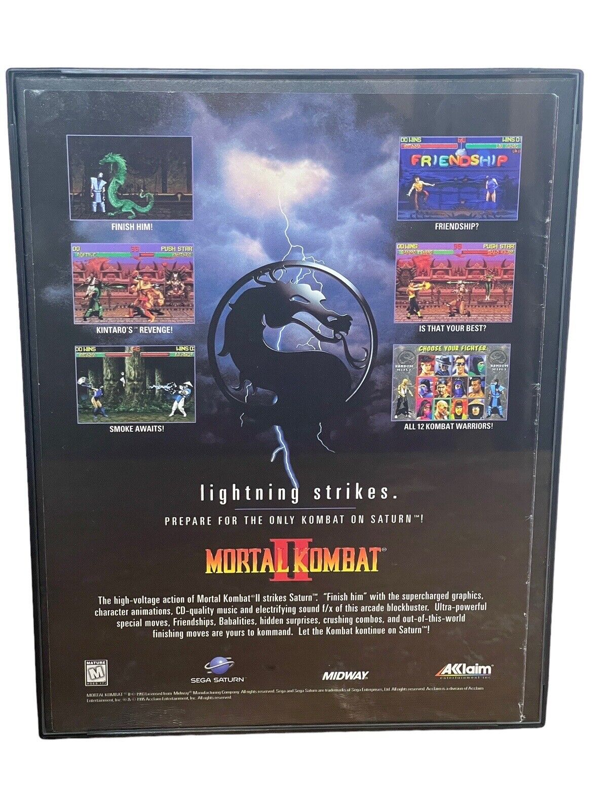 1994 Mortal Kombat II 2 SNES Sega Genesis Print Ad/Poster Official Promo Art 90s