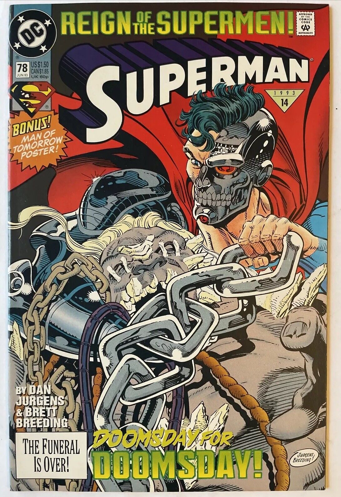 Superman #78 Doomsday Variant 1st Solo Appearance Of Cyborg Superman Poster
