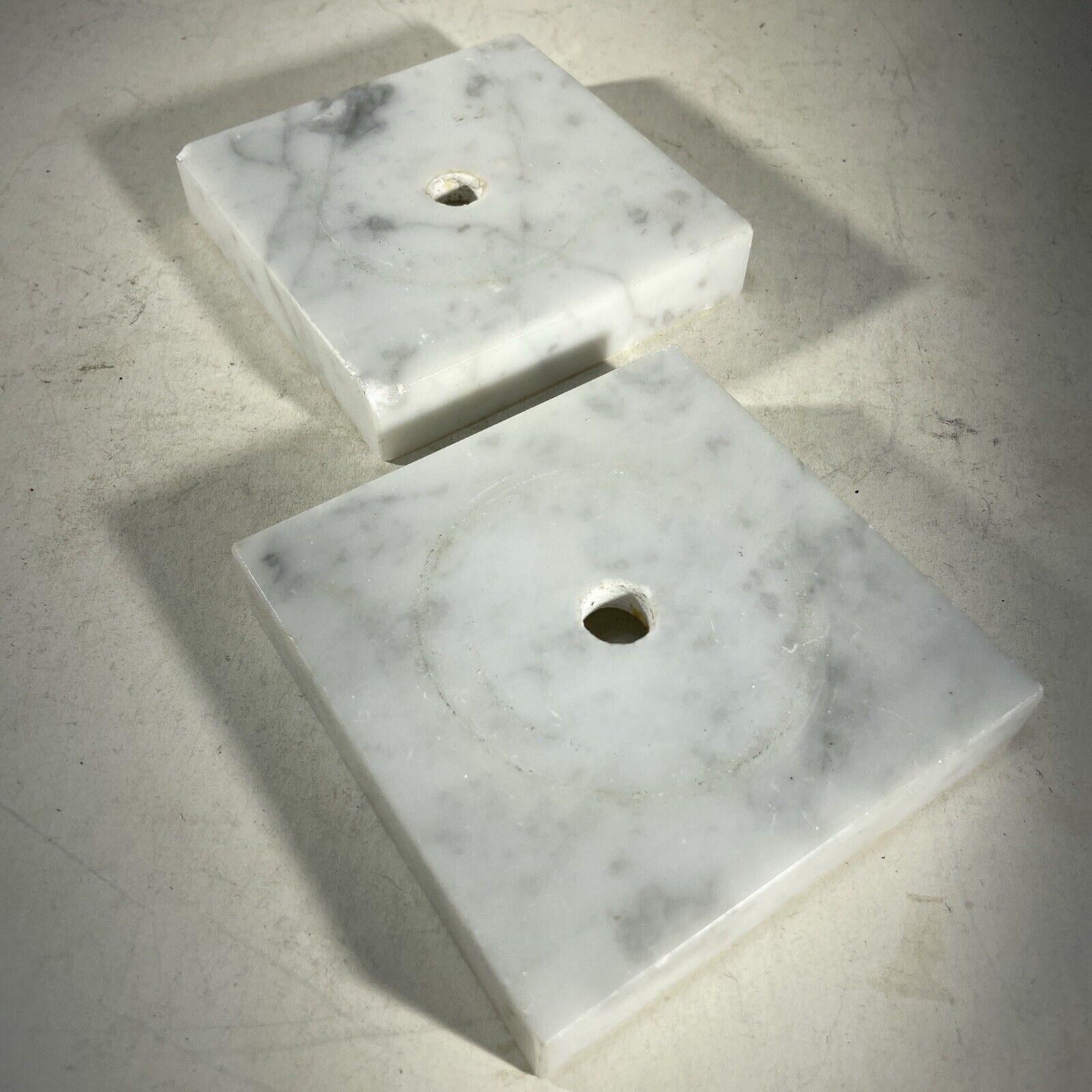 2 White Marble Lamp Art Bases C