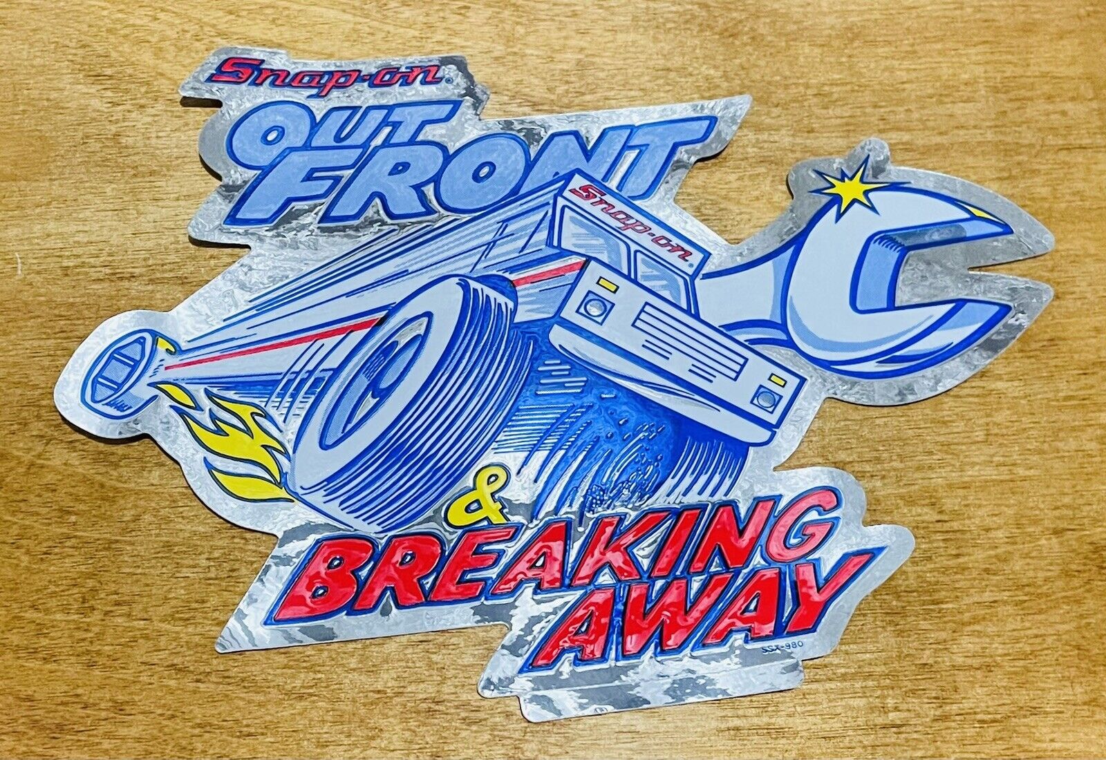 Vintage 1985 Snap On Tools Foil Decal sticker “Out Front Breaking Away”Old Stock