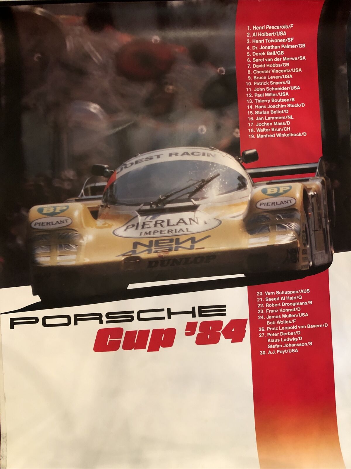 AWESOME Original vintage 1984 Porsche Cup race poster  Racing
