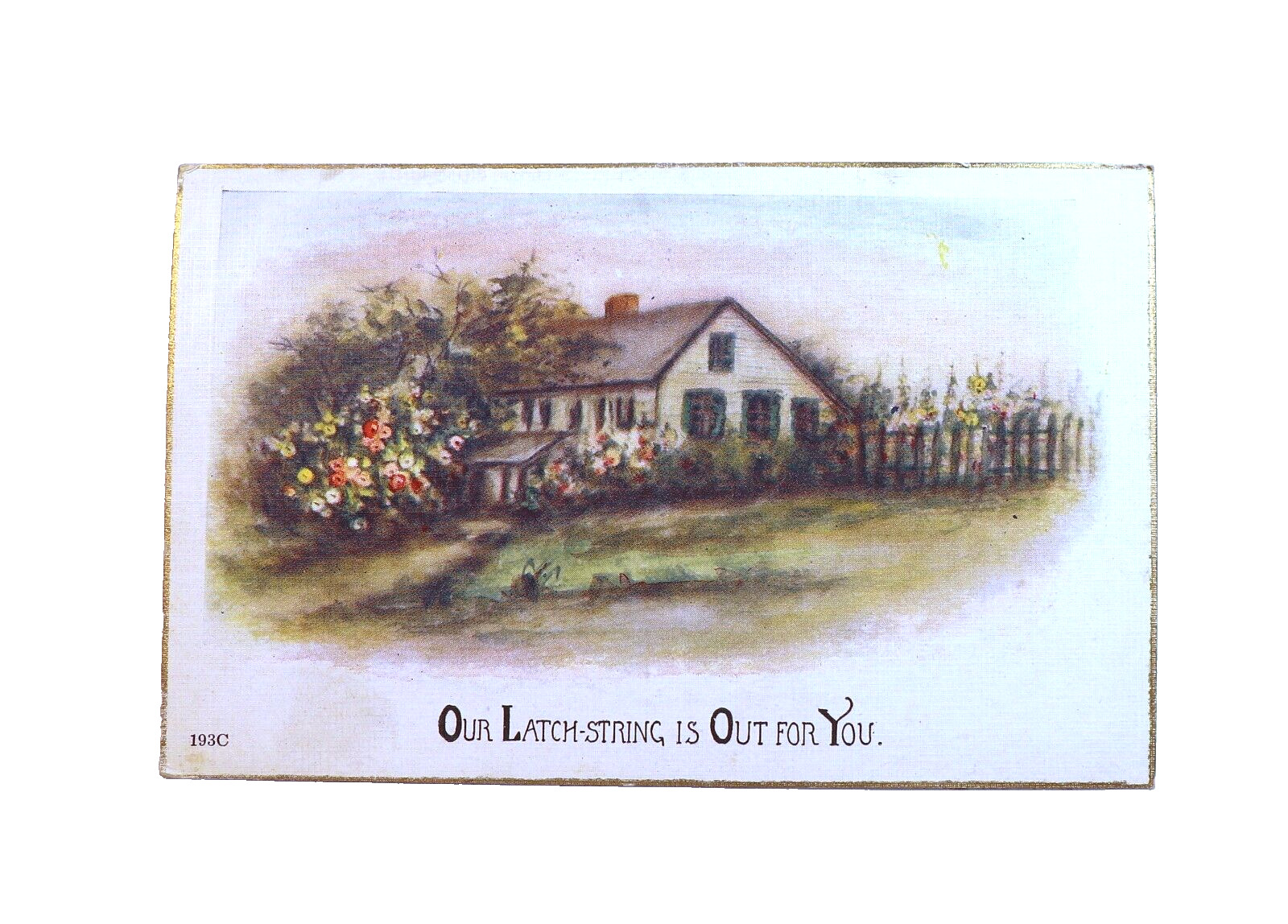 Antique Postcard Our Latch-String is Out For You