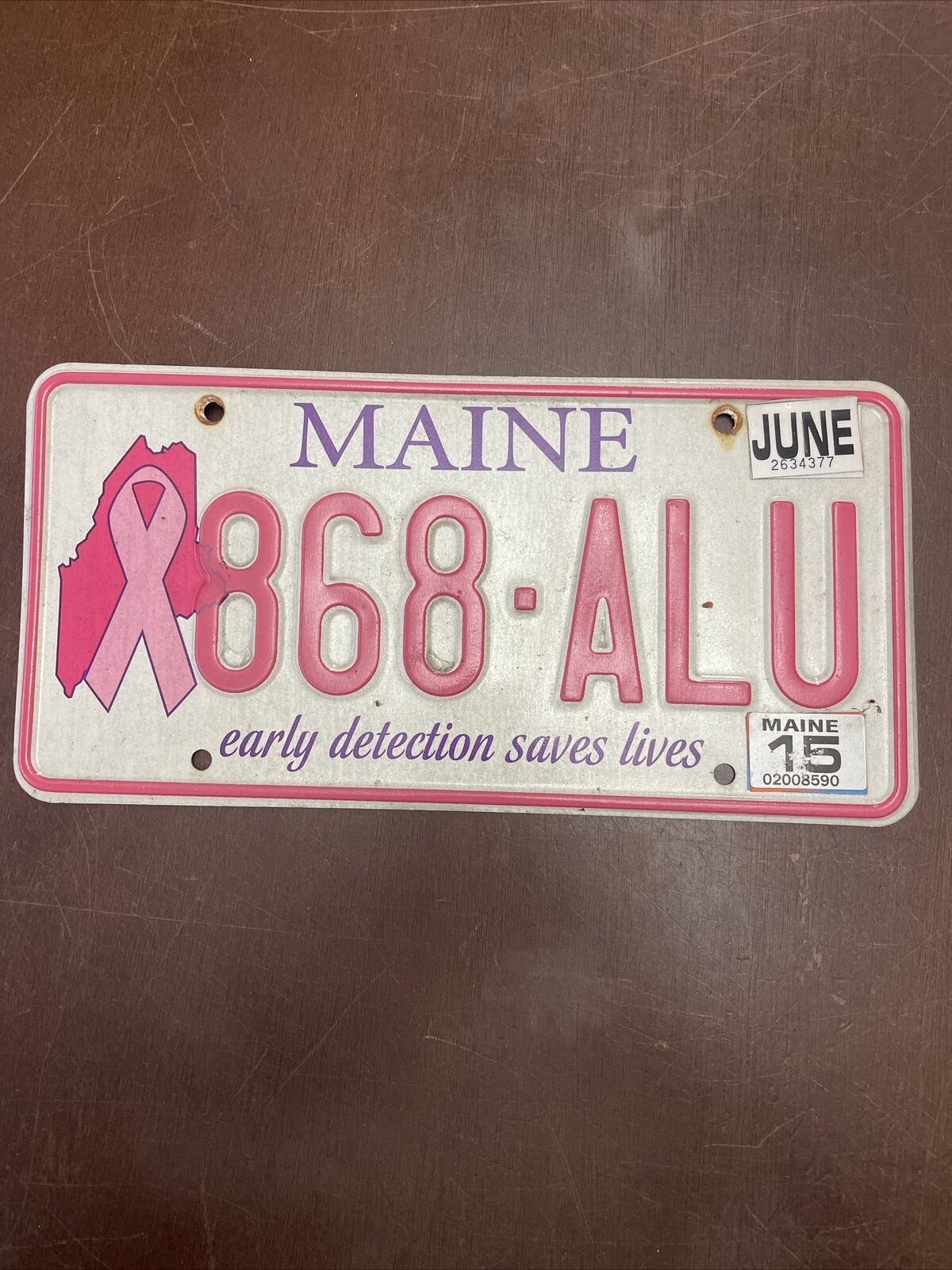 Maine Breast Cancer   license plate #  868-ALU