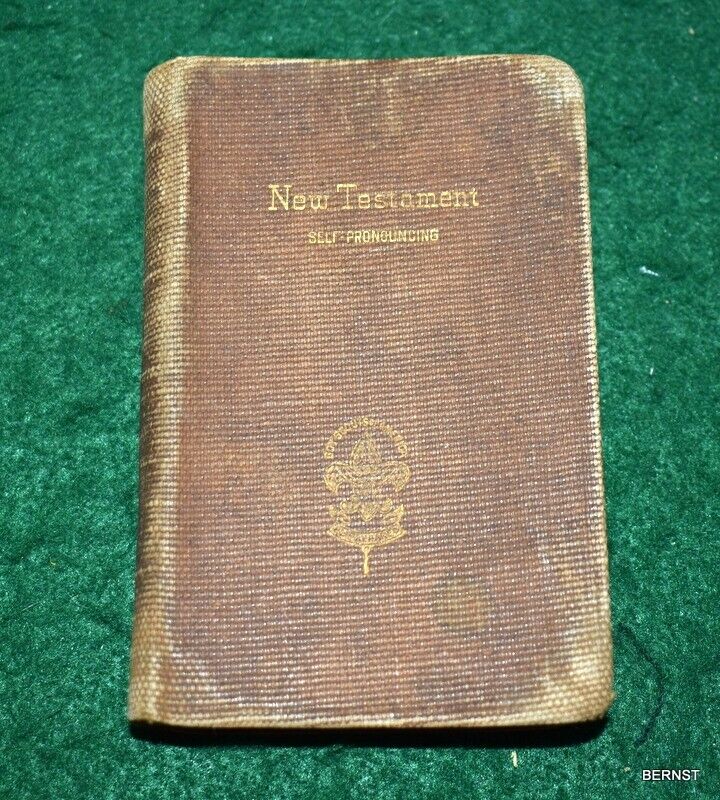VINTAGE EARLY BOY SCOUT NEW TESTAMENT BIBLE - c. MID TEENS