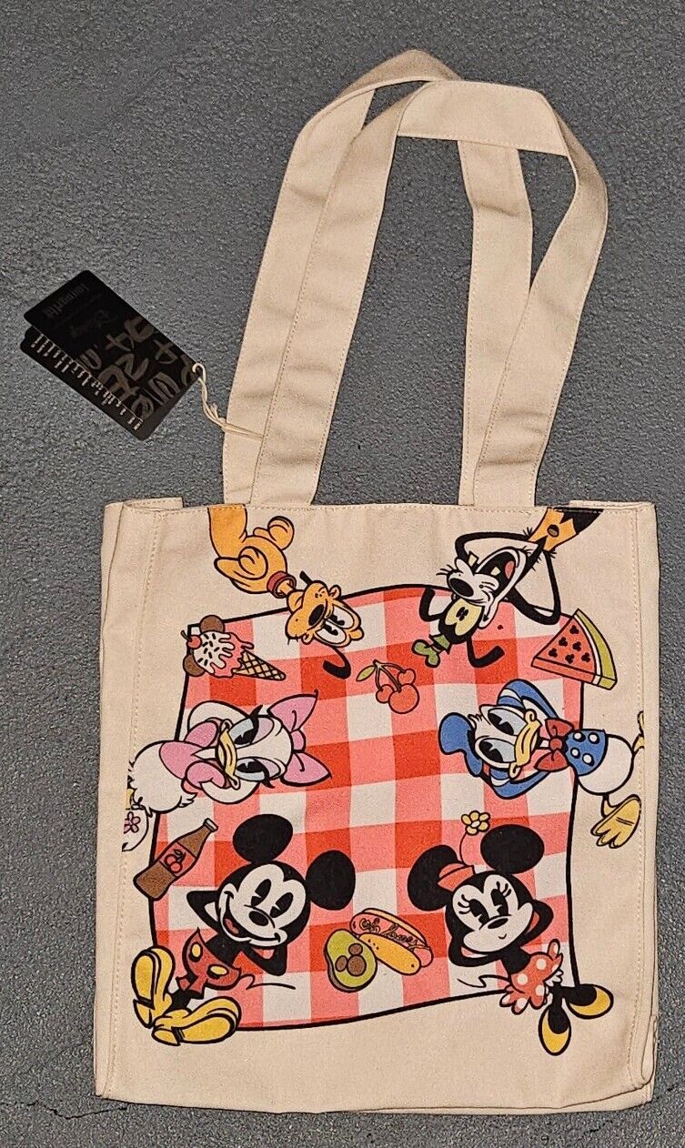 Loungefly Disney Mickey and Friends Picnic Canvas Tote Bag New With Tags