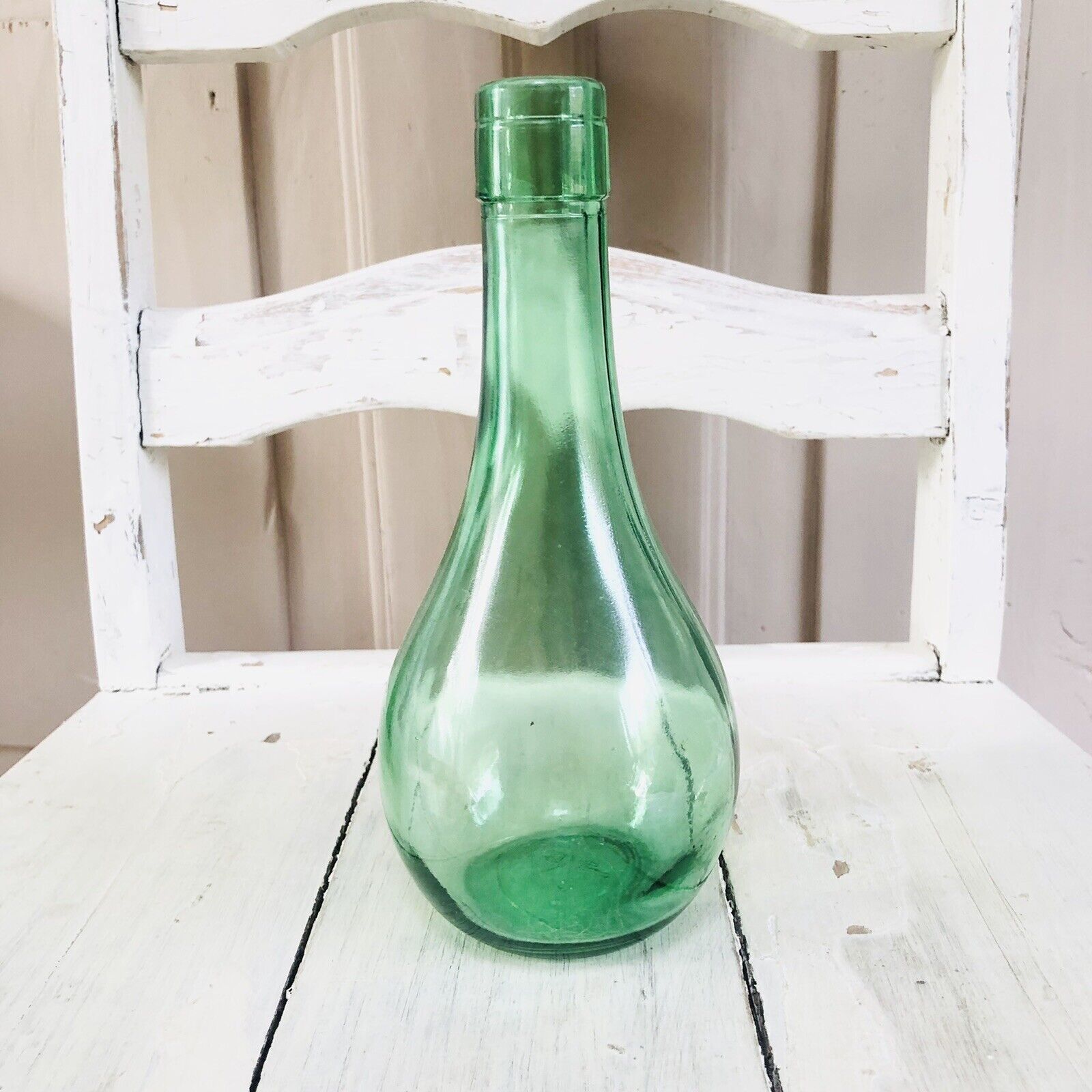 Vintage Rare Wine Bottle Vino Ditalia Green 8” Jug Glass Vase antique