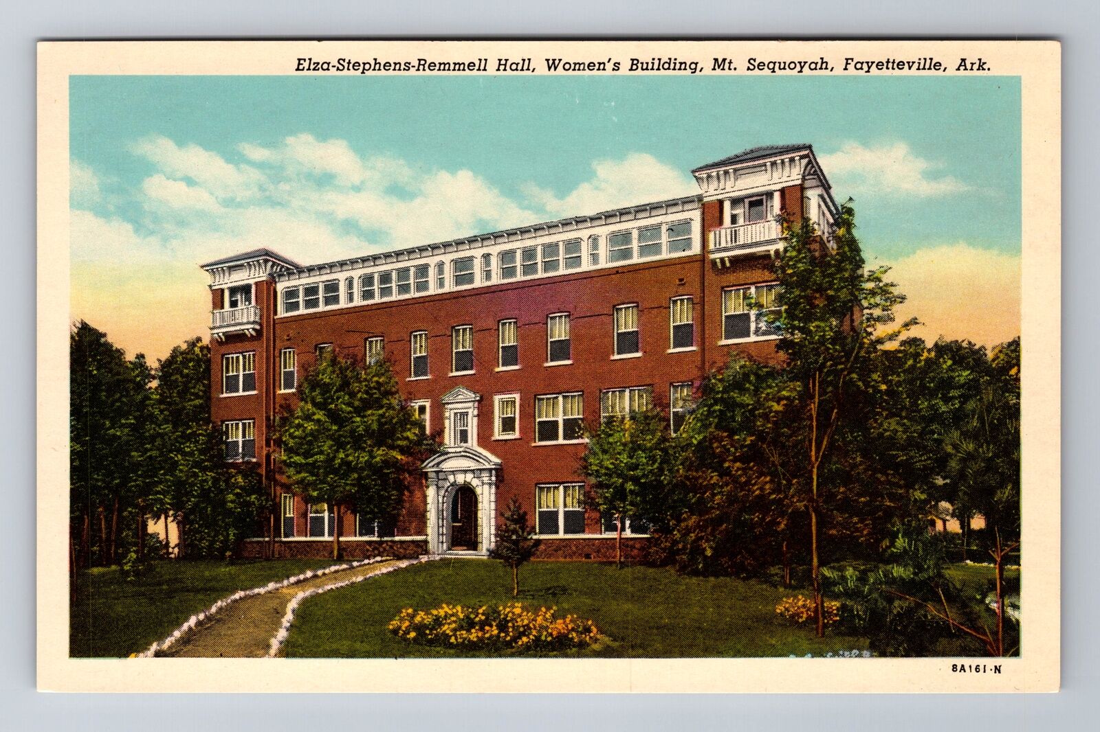 Fayetteville AR-Arkansas Elza-Stephens-Remmell Hall Mt Sequoyah Vintage Postcard