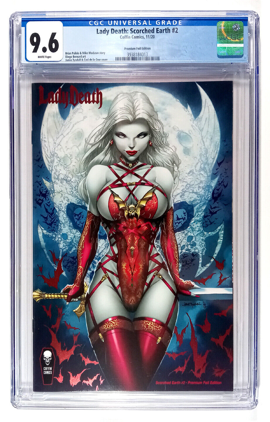Lady Death Scorched Earth #2 CGC 9.6 Foil Edition White Pages (2020) Coffin