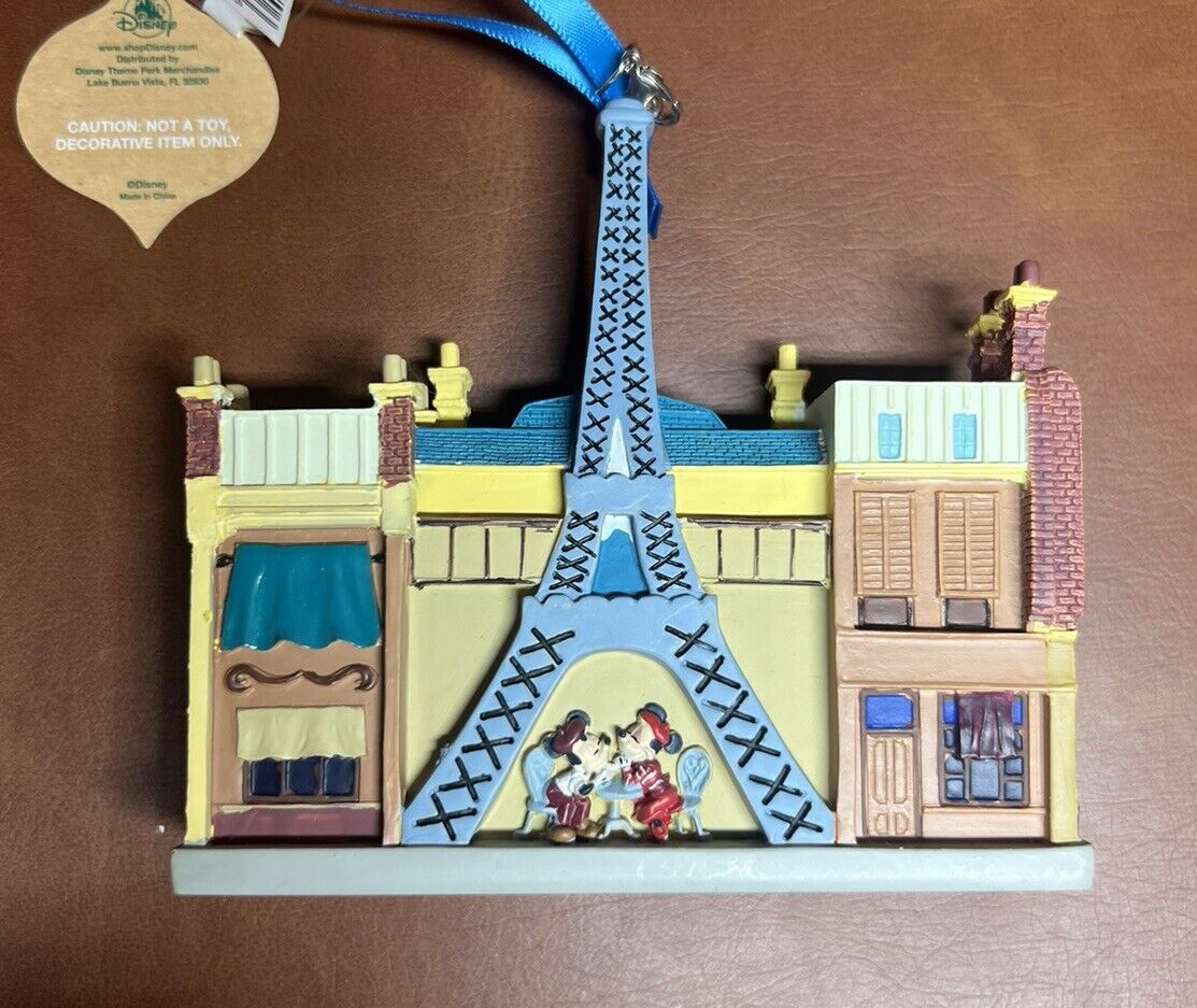 Disney Parks Epcot France Mickey Minnie Tower Eiffel Christmas Ornament NWT.