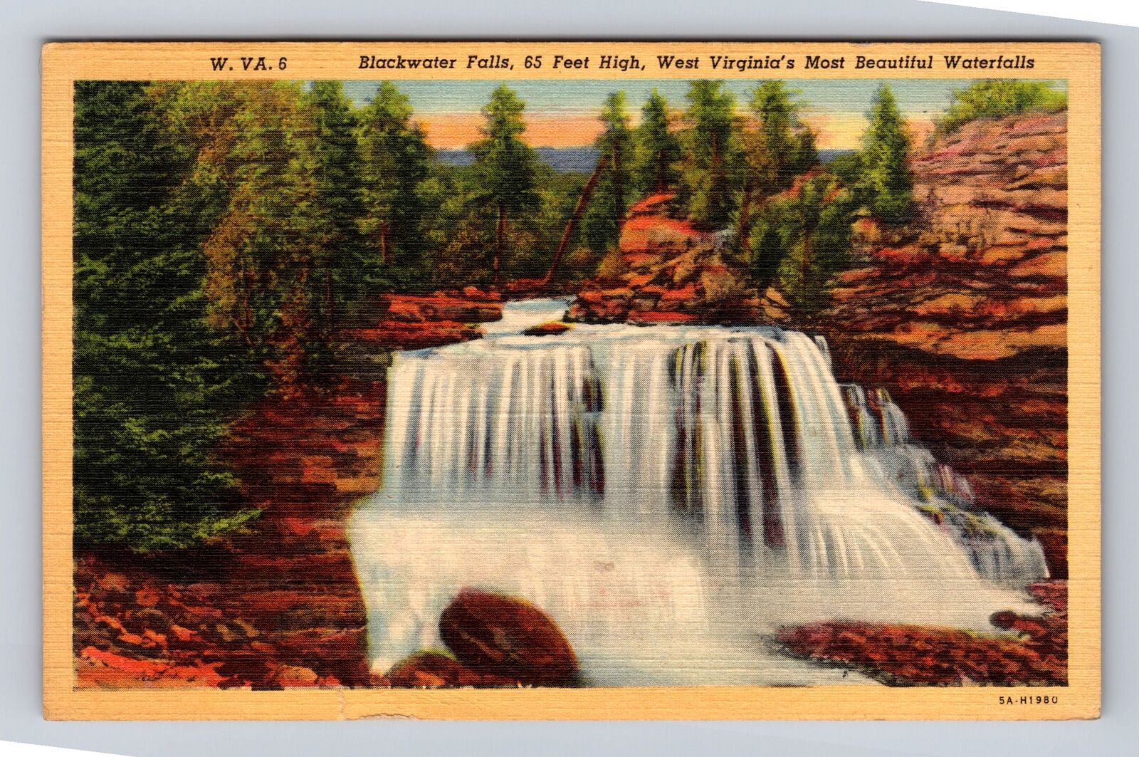 Blackwater Falls WV-West Virginia, Waterfalls, Antique Vintage Souvenir Postcard