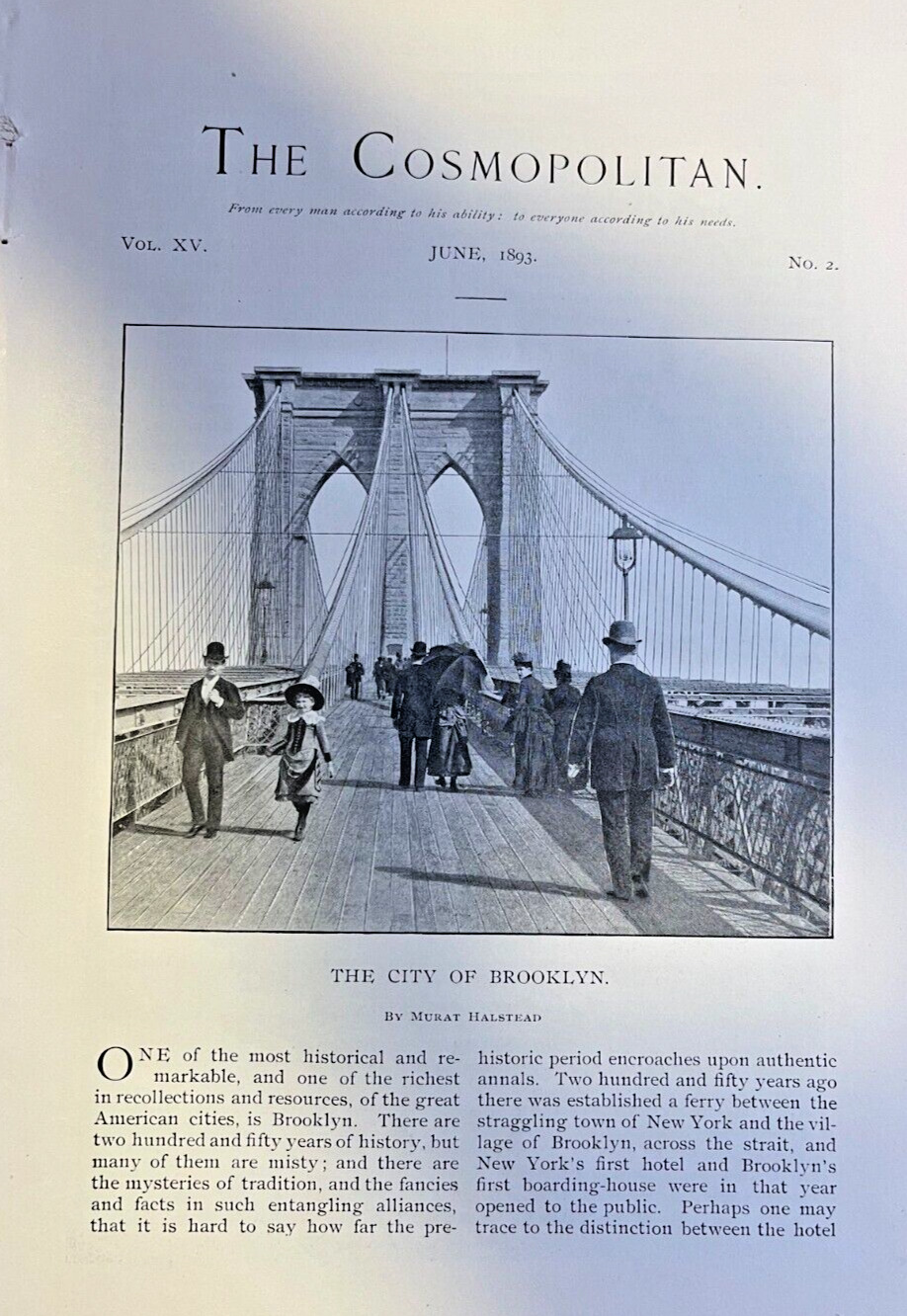 1893 Brooklyn New York Brooklyn Bridge East River Union League Club Montauk Club