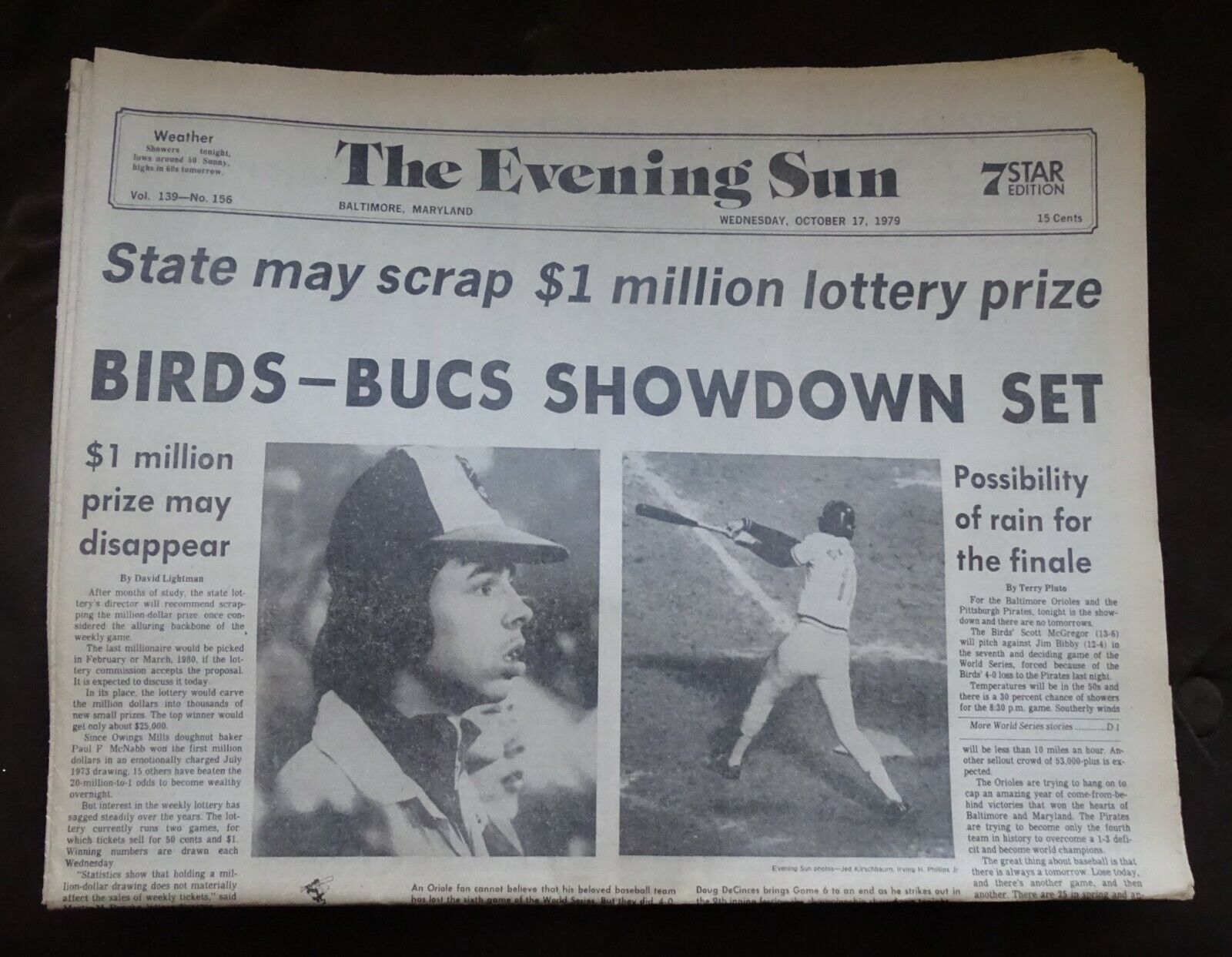 The Baltimore Evening Sun Oct 17 1979 BIRDS-BUCS SHOWDOWN SET Orioles Pirates WS