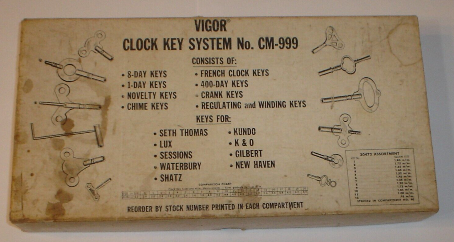 Vintage Vigor Clock Key System No. CM-999 Clockmaker Store Display Box (Empty)