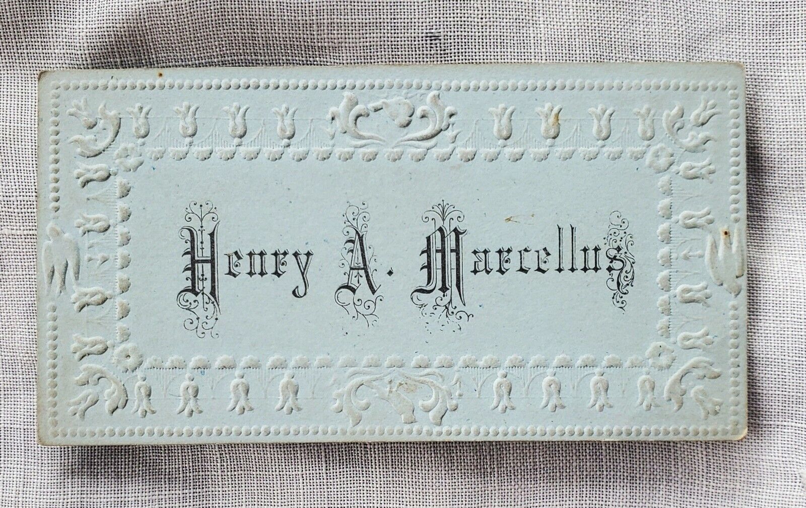 Antique Embossed Victorian Calling Card - Henry A. Marcellus
