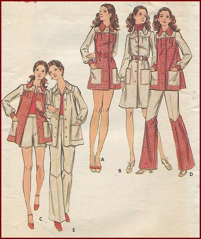 70s Vtg Funky Two Part Flared Pants Smock Top Butterick 6548 Pattern Sz 12 B 34
