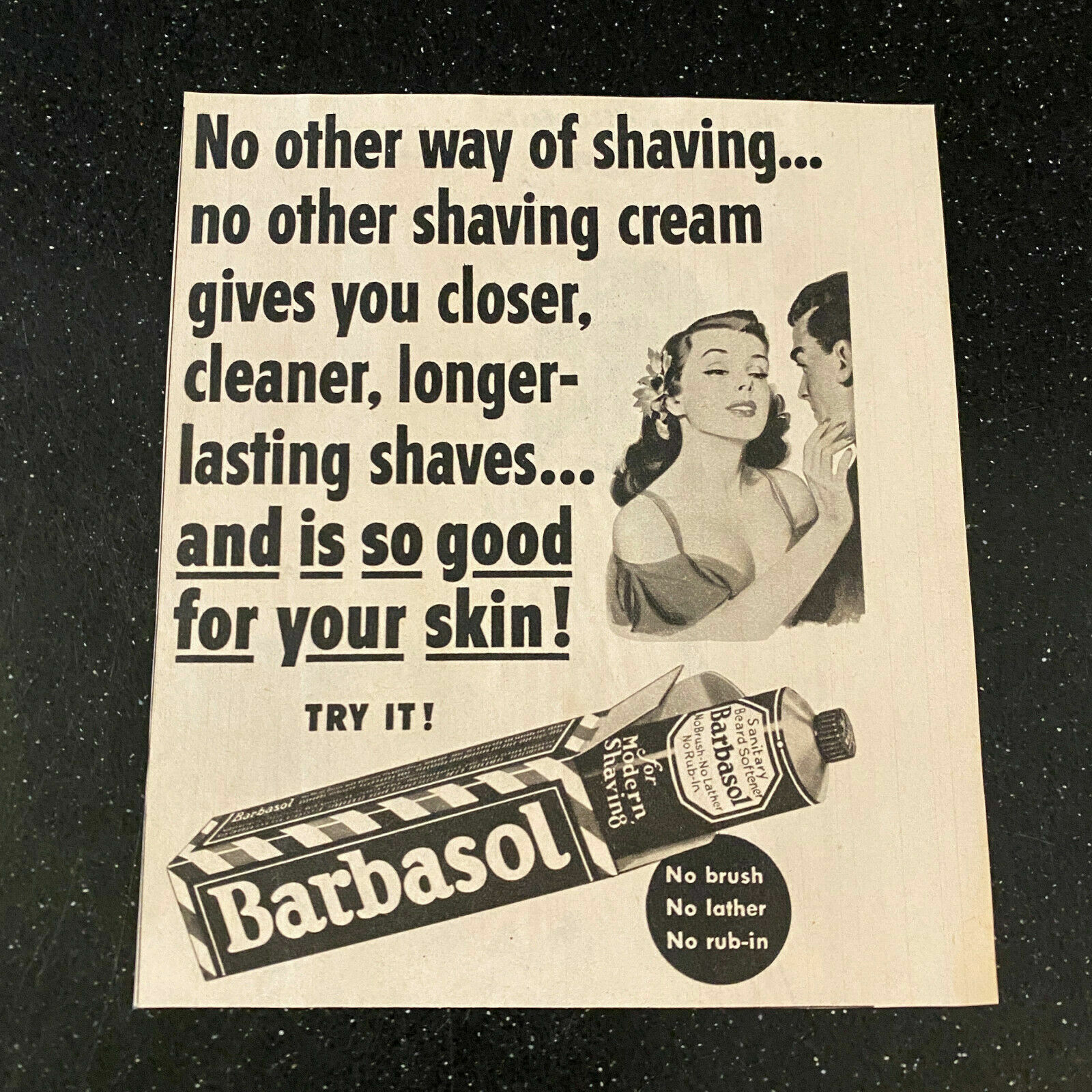 Barbasol Shaving Cream 1951 Sexy Woman Vintage Magazine Print Ad