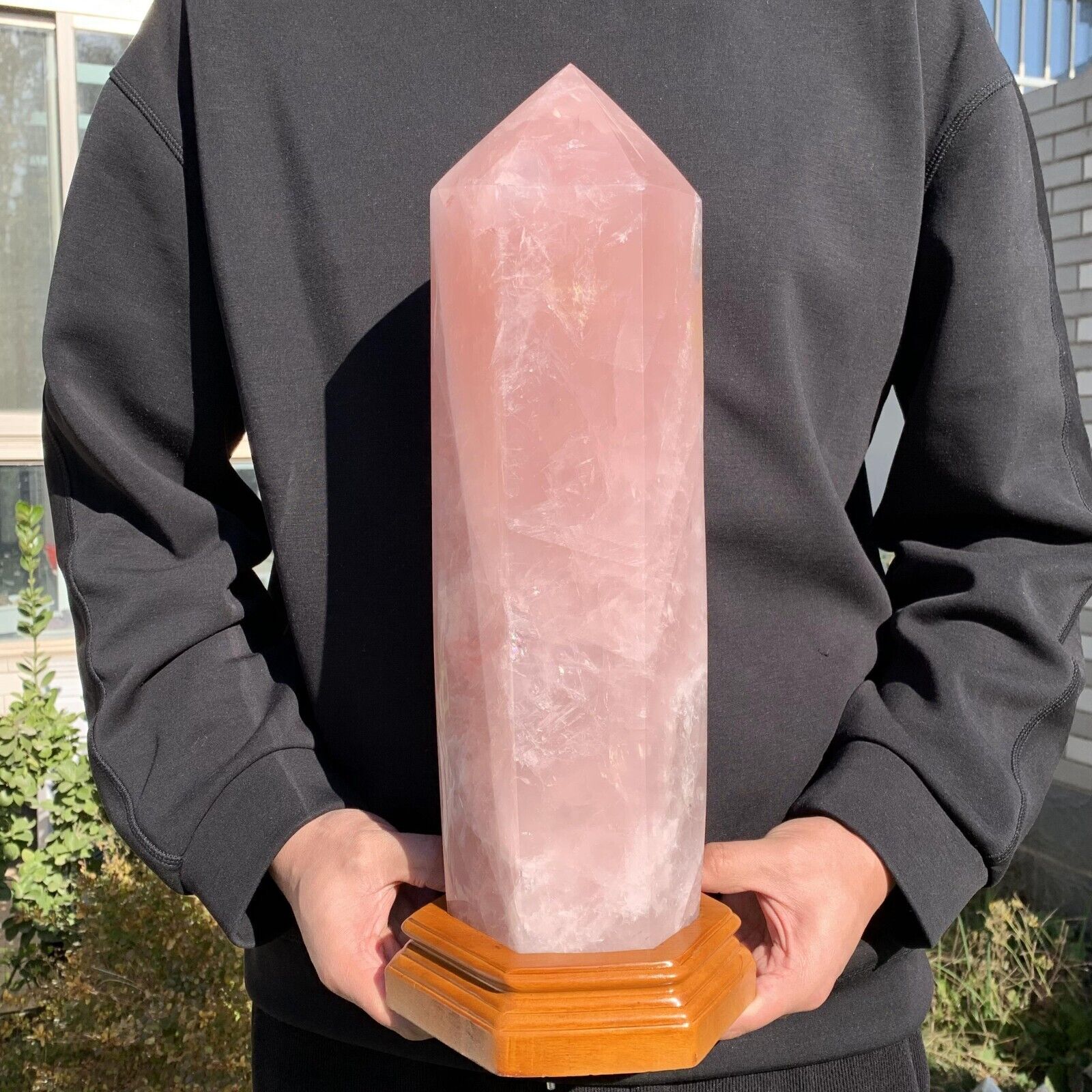 18.56lb Large Natural Rose Quartz Polished Tower Obelisk Point Crystal Healing