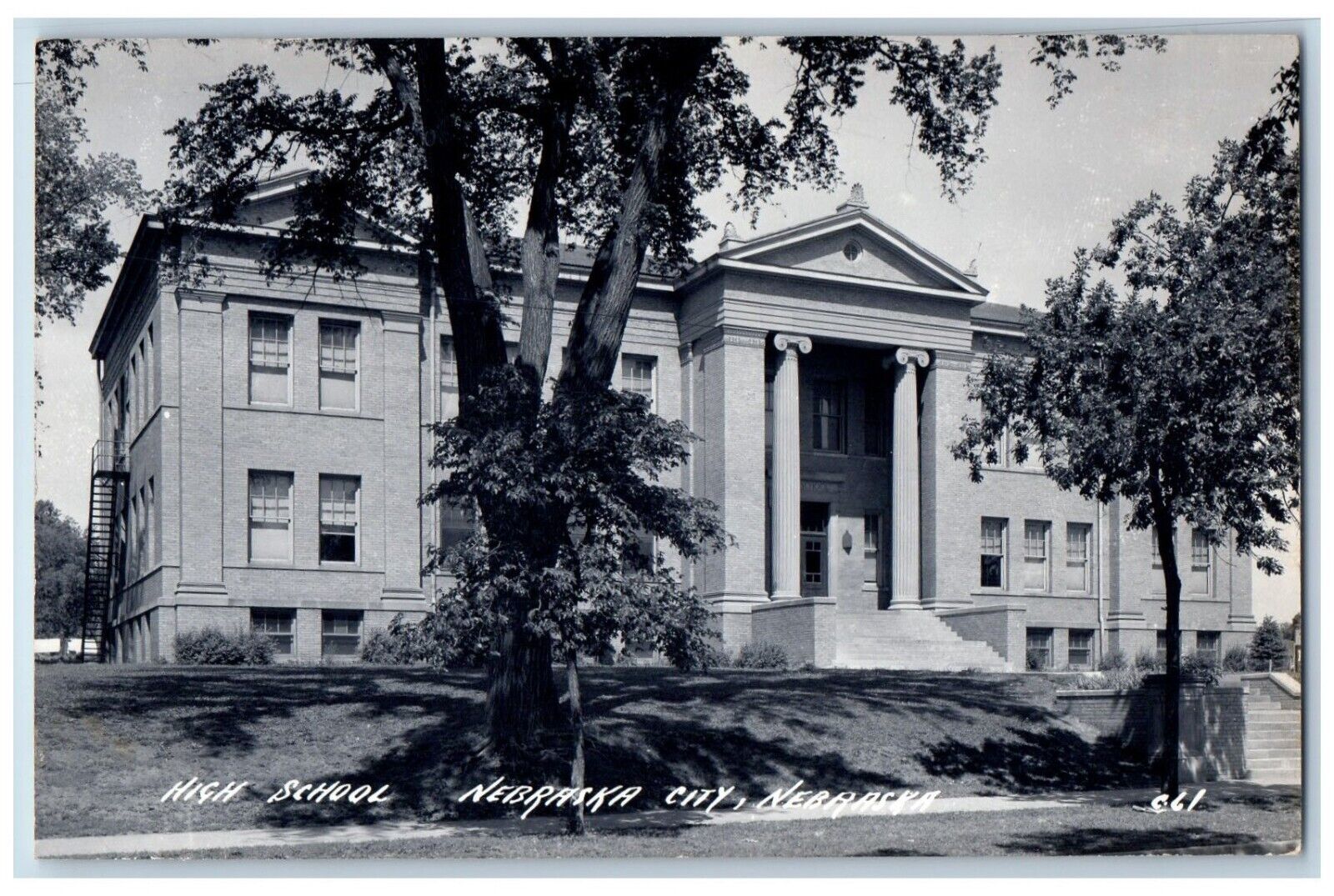 Nebraska City Nebraska NE Postcard RPPC Photo High School Building c1940\'s