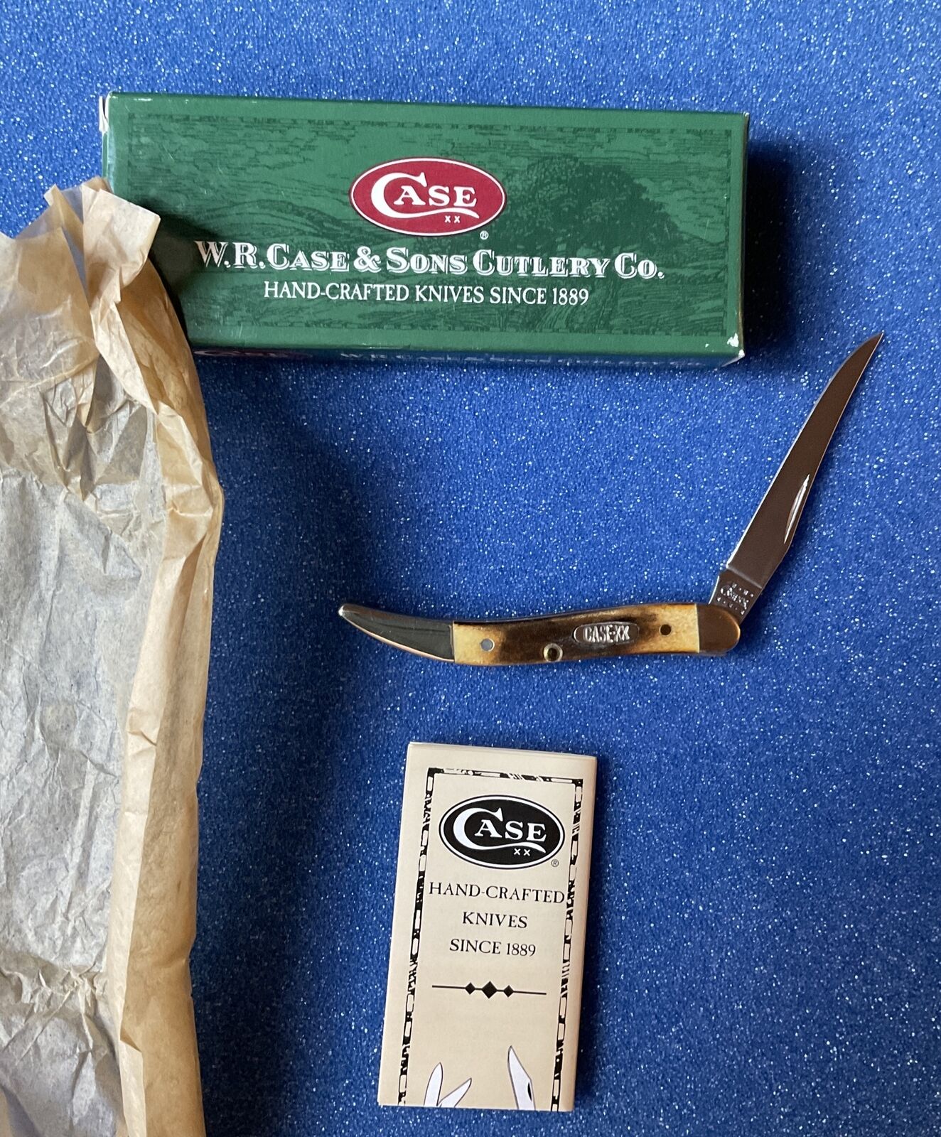 2001 CASE XX 0510096 BURNT SAMBAR INDIA STAG SMALL TEXAS TOOTHPICK KNIFE # 01719