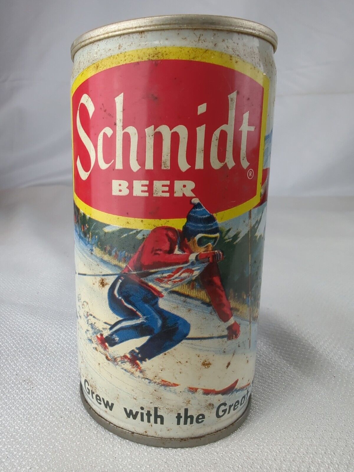 Schmidt Beer Ski Skiing Scene LaCrosse WI Pull Tab Beer Can EMPTY