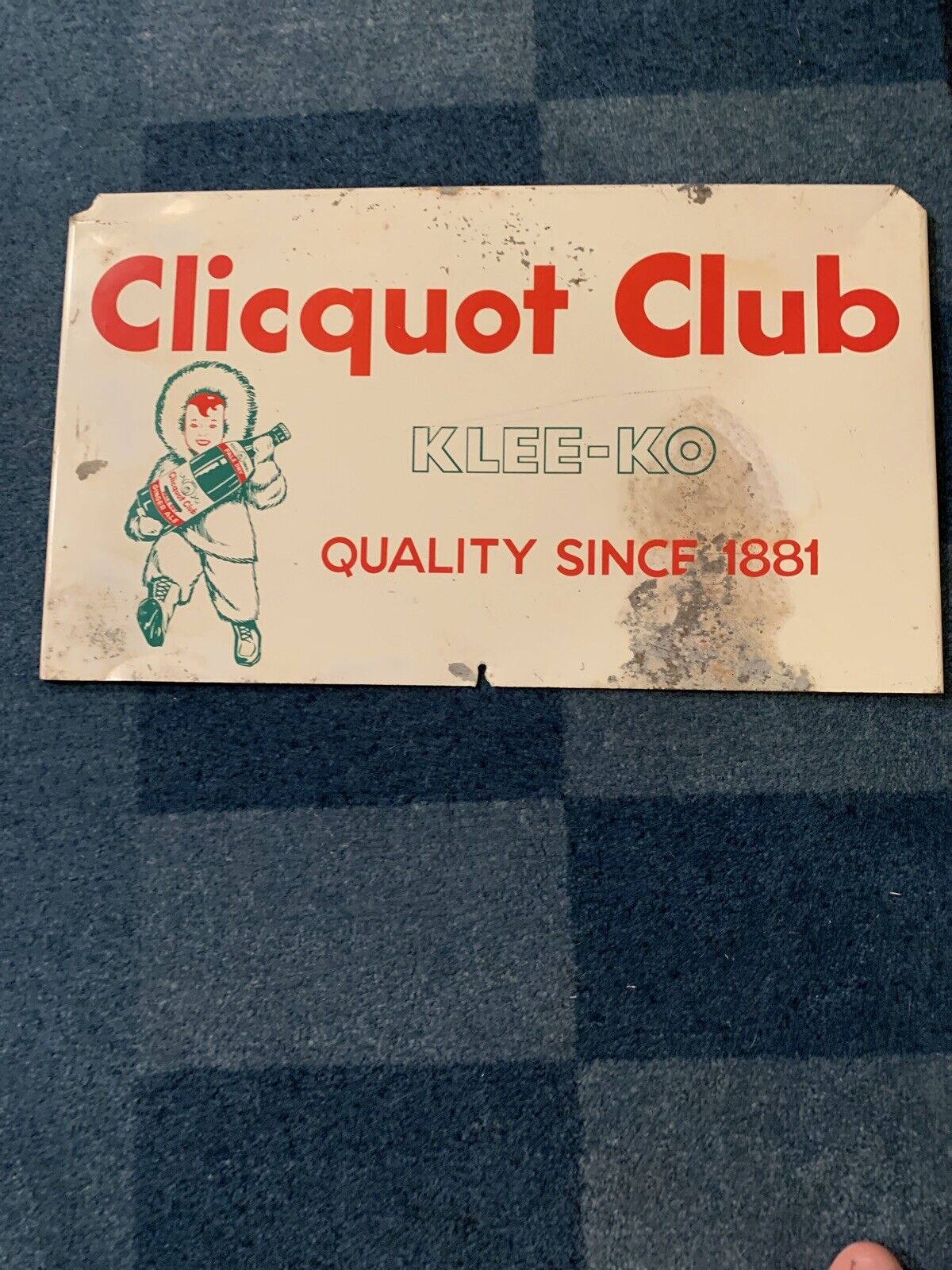 CLICQUOT CLUB VINTAGE SODA SIGN 9.5x16.5