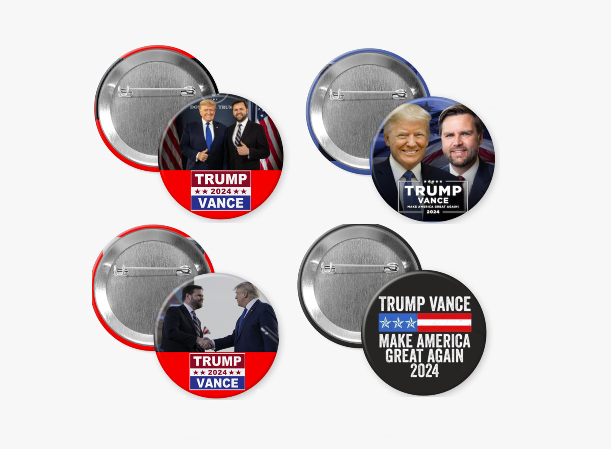 Trump-Vance 2024 4-Pack Campaign Buttons  (2.25 inches) - Trump Vance 2024 pins