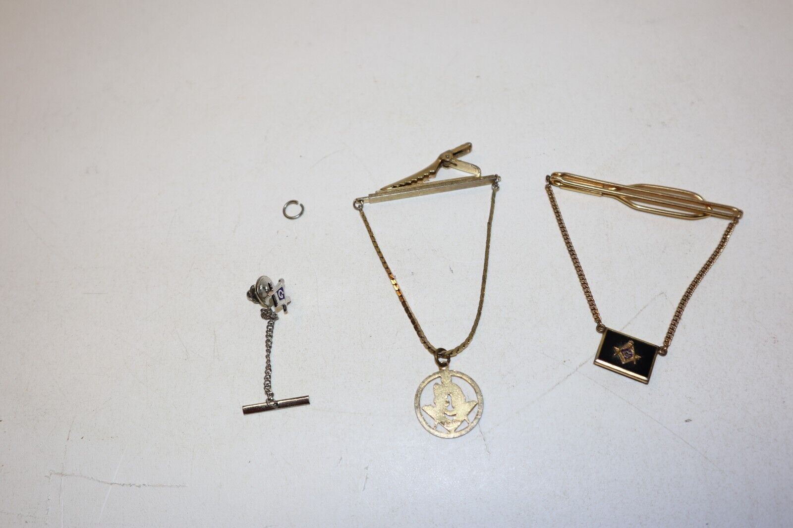 Vintage Lot of 3 Mens Masonic Jewelry Cuff Links & Pins - 1 Marked 1/20 12K