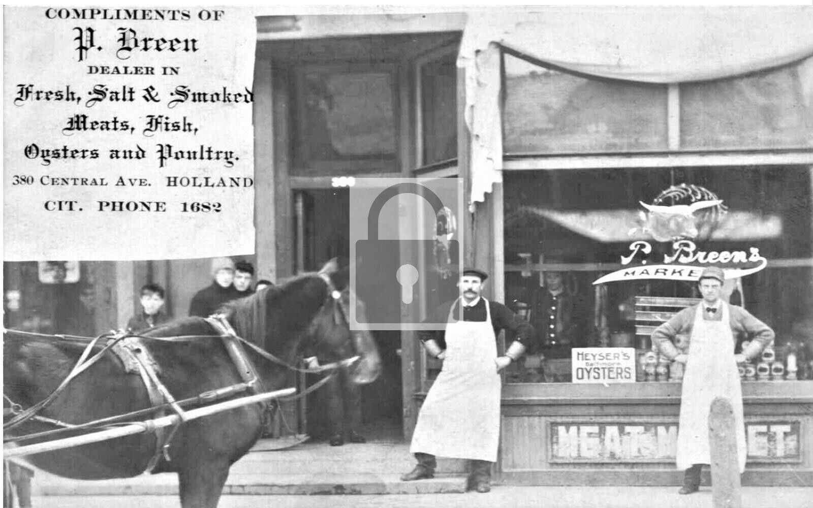 P Breens Meat Market Butcher Holland Michigan MI Reprint Postcard
