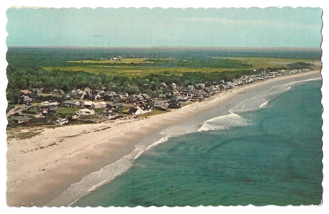 Wells Maine c1960\'s Drakes Island, aerial view, beach scene, residence
